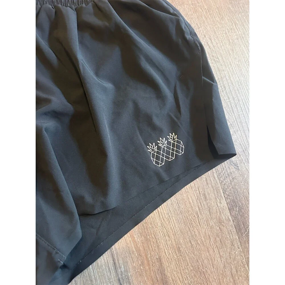 Womens Athletic Running Shorts Black Size L Built-In Liner Drawstring